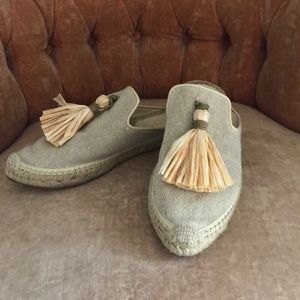 Bettye Mueller espadrille slides with raffia tassel
